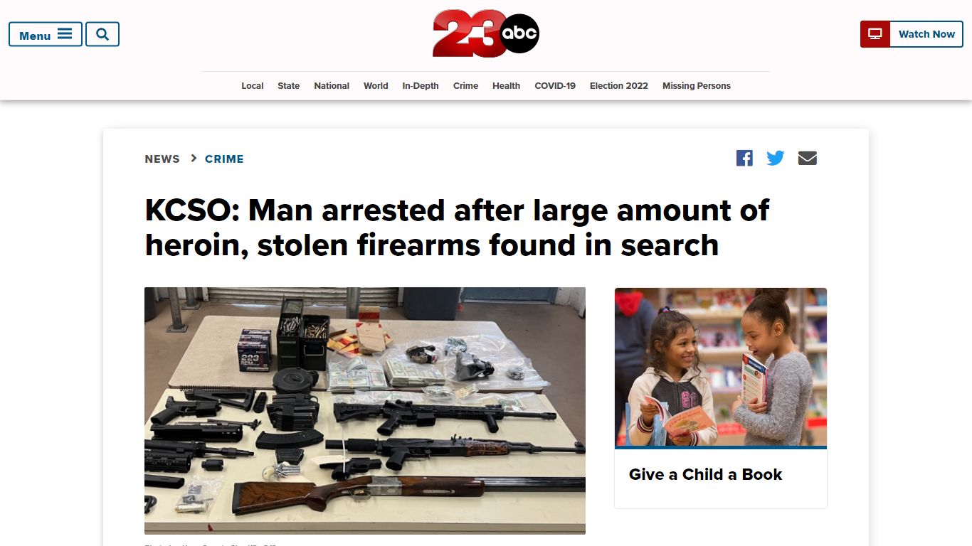 KCSO: Man arrested after large amount of heroin, stolen firearms found ...
