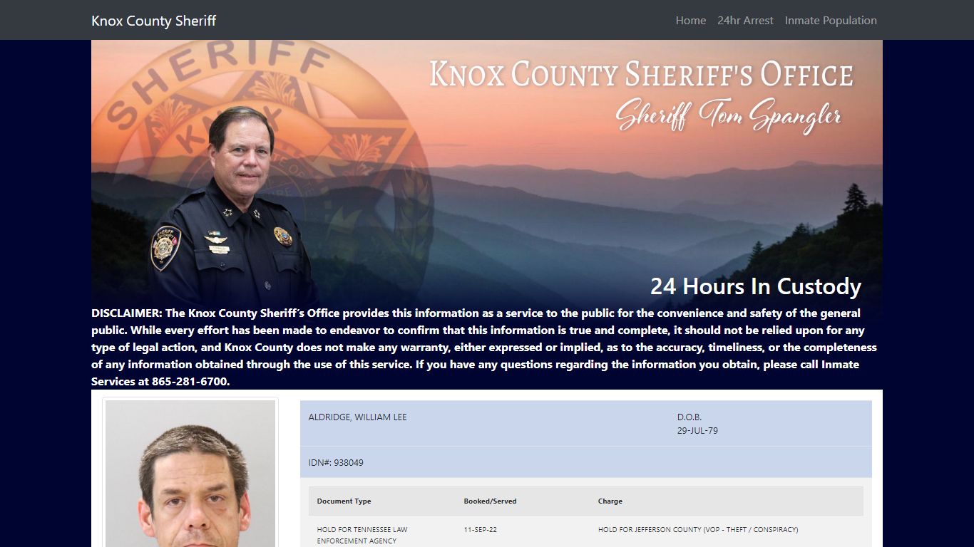 Knox County Tennessee - Sheriff - 24 Hour Arrests
